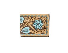 3D Western Wallet Mens Bifold Floral Tooled Lacing Brown D250007902