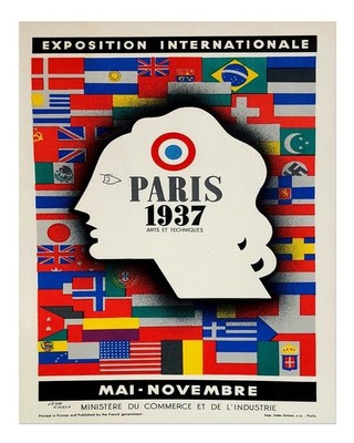 Vintage Paris 1937 Poster Wandbild - International Expo Design