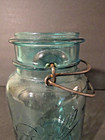 Vintage Blue Ball Ideal Mason Glass Qt Canning Jar Wire Bail Pat. July 14 1908 — photo 5