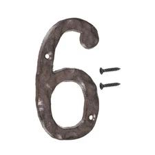 House Numbers and Letters, 6 Inch Cast Iron Address Number(Number 6, Brown)