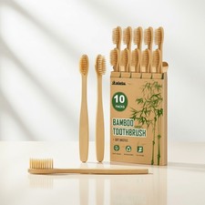 10 Pack Biodegradable Bamboo Toothbrushes Soft Bristles Eco Friendly