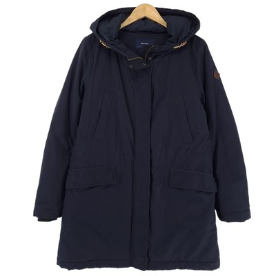 GANT Parka Jacket Blue Water Resistant Hooded Longline Women Gk7 Size M