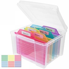 Greeting Card Storage Organizer Box with 6 Removable Dividers for Holiday Birt