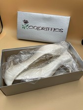 Vintage 80s 90s Coloriffics Debra Ivory Satin Bridal Pumps Wedding Shoes Size 11