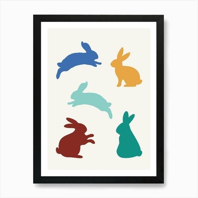 Lucky Bunny 2 Kunstdruck gerahmt Wandbild Poster Leinwanddruck Bild