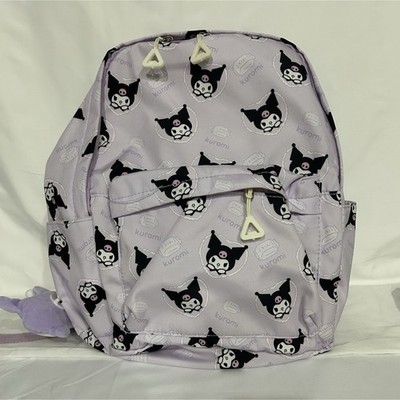 Sanrio Kuromi Lavender Kids Backpack Polyester Zip Cartoon Anime Outer Pockets