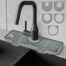 Silicone Faucet Splash Guard - 5°Slope Kitchen Sink Splash Guard, 14.6x5.2x0.8 