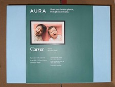 NEW Aura Digital Picture Frame Carver Gravel With White Mat 10.5" x 2.1" x 7.3"