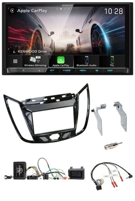 Kenwood Lenkrad 2DIN USB DAB Bluetooth Autoradio für Ford C-Max Kuga Klavierlack - Bild 1 von 4