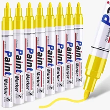 Yellow Paint Pen Permanent Paint Markers - 8 Oil Based Paint Pens, Medium Tip,
