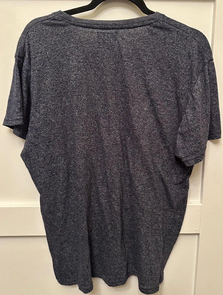 Camiseta Alpha Beta Azul Cuello en V Manga Corta Mezcla de Algodón Para Hombre Talla XL Foto 2 de 4