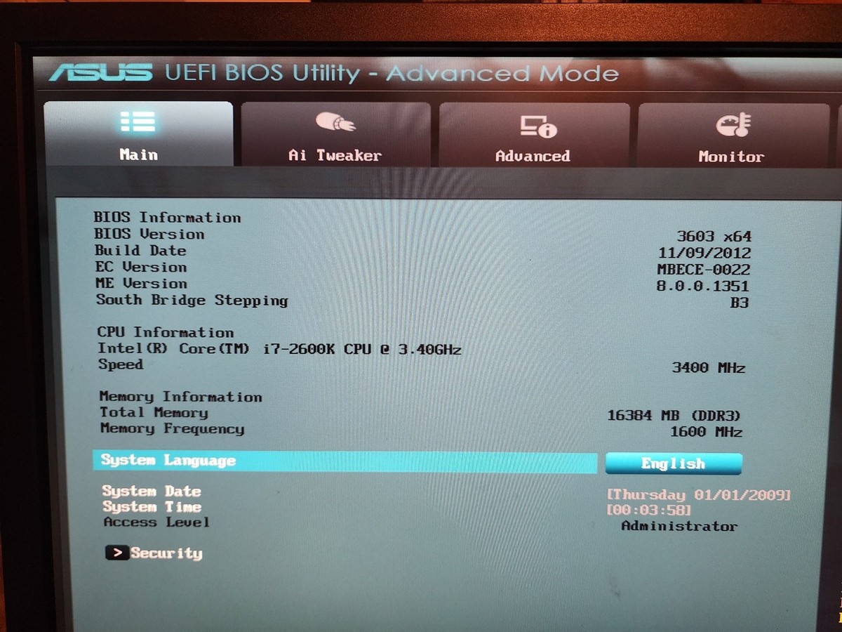 Asus p8z68-v/gen3 mobo, Intel Core i7-2600K 3.4Ghz CPU, 16GB RAM