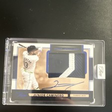 2025 Panini Three and Two Junior Caminero #JA-JC Patch Auto /32 Tampa Bay Rays