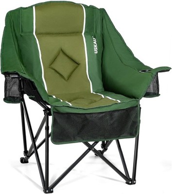 Oversized Camping Chair for Adults - Heavy Duty 400 lbs Padded Folding Chair wit
