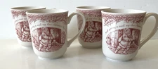 4 Noble Excellence Twas The Night Before Christmas Mugs Red  Transferware