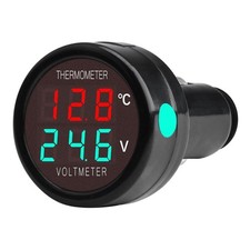 Digitales Voltmeter Thermometer 2 IN 1 DC 12V 24V 36V Auto Batteriespannung T...