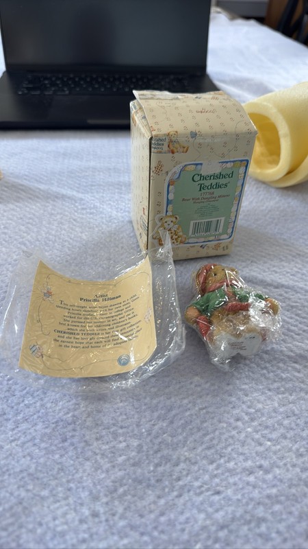 Cherished Teddies 177768 Bear With Dangling Mittens Hanging Ornament