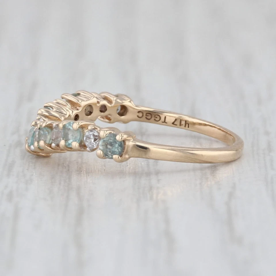 Protector de anillo contorneado de alejandrita de circón de 0,70 quilates de oro amarillo de 10 k talla 7 certificado de autenticidad Foto 3 de 4