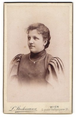 Photograph L. Stockmann, Vienna, Grosse Stadtgutgasse 26, young woman with ruffles 
