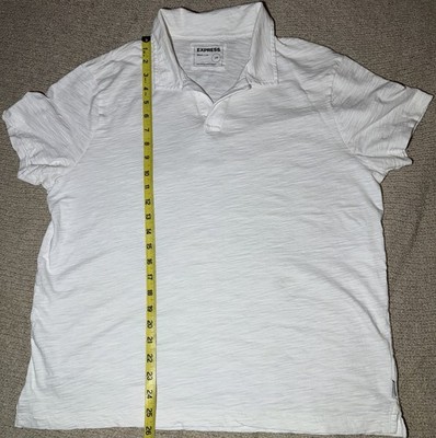Express ''Quality +Fit'' Mens Short Sleeve Polo White T-Shirt L Large