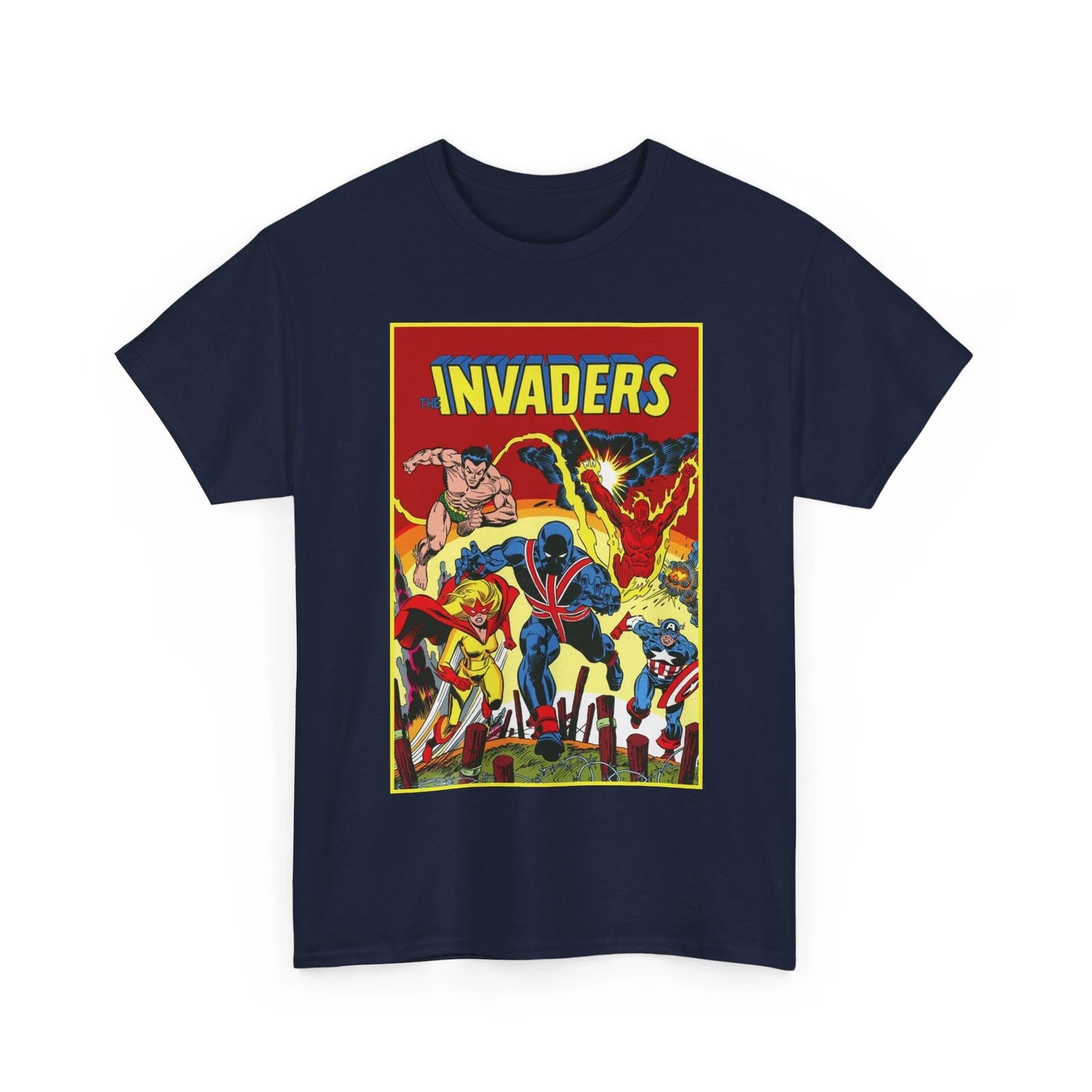 Invaders T-Shirt - Captain America, Human Torch, Namor, Spitfire - Marvel Comics