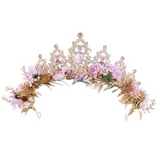 Rose Flower Crown for Women - Handmade Bridal Floral Headpiece for Wedding Pink