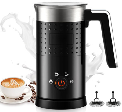 Espumador eléctrico 4 en 1, 350 ml, espuma fría/caliente para café y chocolate