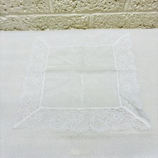 VTG  Women's Lace White Pocket Handkerchief 11" Square Ladies Hankie   VG  