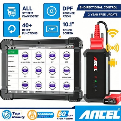 ANCEL LKW Trucks Profi Diagnosegerät komplett System OBD2 Scanner Für Iveco MAN