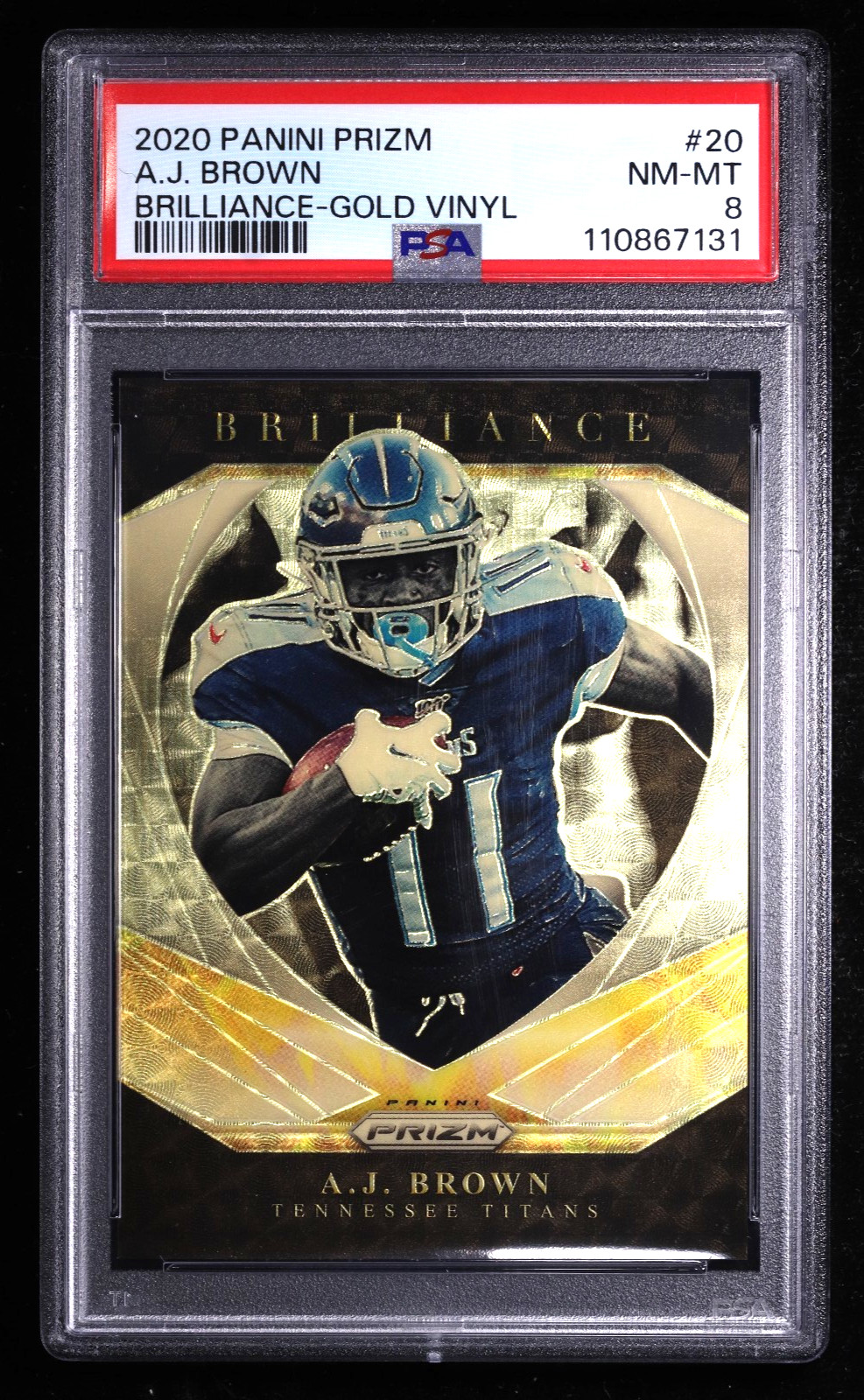 2020 Panini Prizm A.J. Brown #20 Brilliance Gold Vinyl 1/5 PSA 8