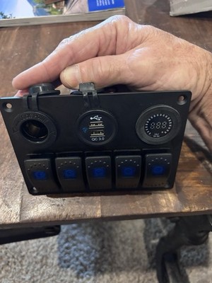 5 Gang Multi-Function Rocker Switch Panel 3.0 Dual USB Amp Meter 12v Acc