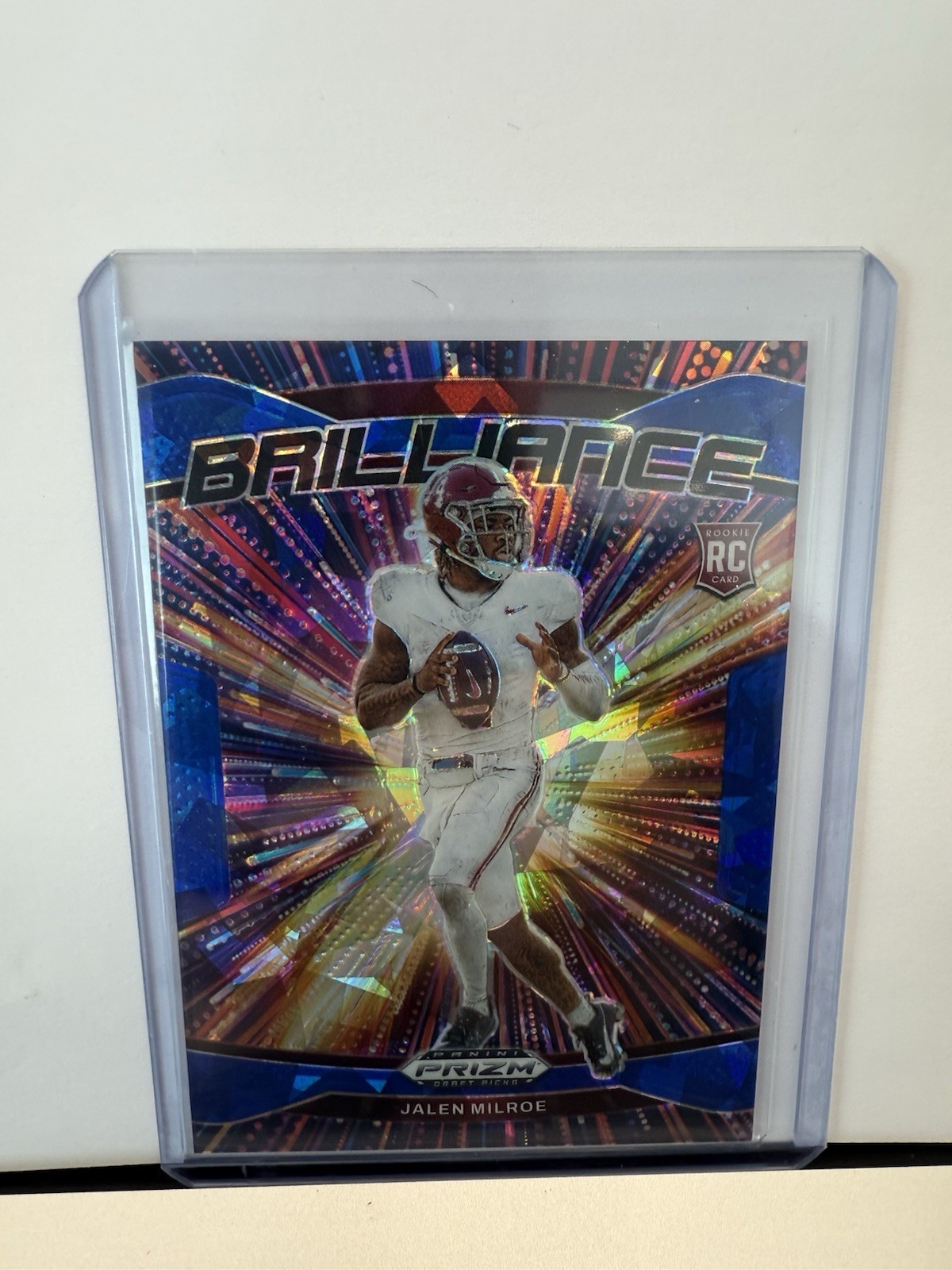 2025 Panini Prizm Draft Picks-Jalen Milroe Brilliance Blue Ice Prizm /149 RC