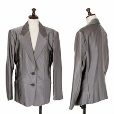 Used Issey Miyakeissey Miyake Nylon Blend Shiny Tailored Jacket Silver M Ladies