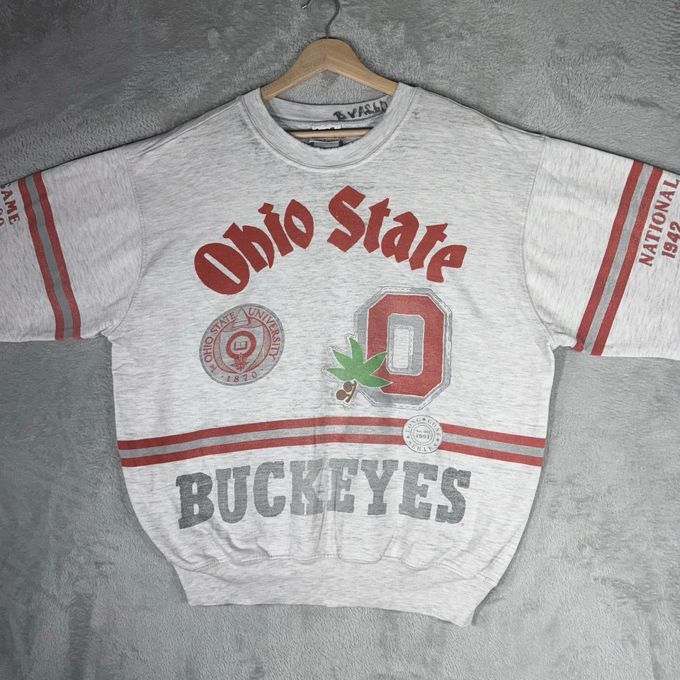 Sudadera De Colección Ohio State Buckeyes Para Hombre XL Gris AOP 90s Championship Long Gone Foto 2 de 4
