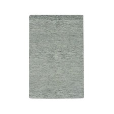 3'x5'6" Medium Gray Hand Knotted Grass Design Undyed Wool Oriental Rug R79749