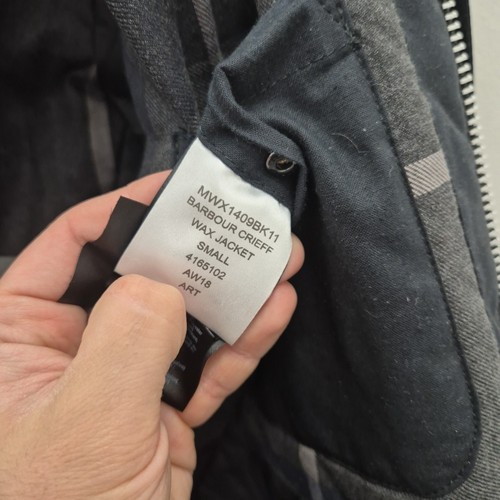 Barbour Crieff Black Wax Waterproof Hooded Biker Parka Jacket Coat Size Small - Picture 11 of 11