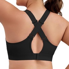 Aoysky Plus Size Sports Bras for Women Padded Strappy Sports Bra Adjustable C...