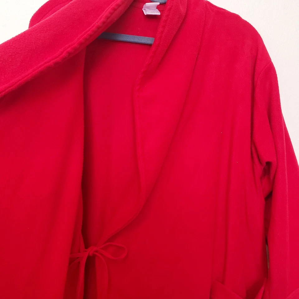 Josie Red Bathrobe with Pockets and attached Belt Women's Size Large - Image 4 of 4