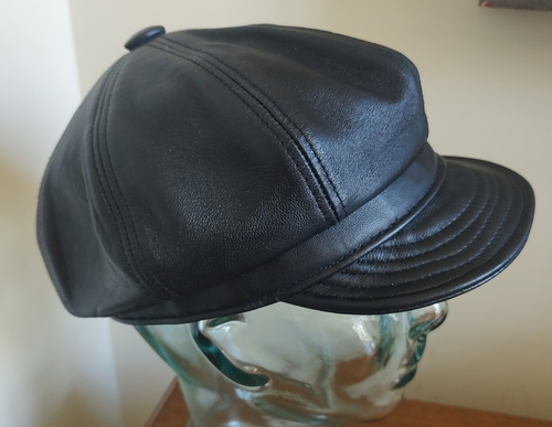 Cappellino nero pelle di agnello Spitfire Newsboy Union Made in USA taglia M elegante - Foto 6 di 7
