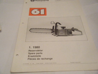Lista de piezas nuevas HUSQVARNA 61 Ilustrado 1980 NOT una reimpresión |  eBay