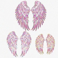 Fuchsia Angel Wing Sequin Patches - 3 Sizes for DIY Glitter Clothes