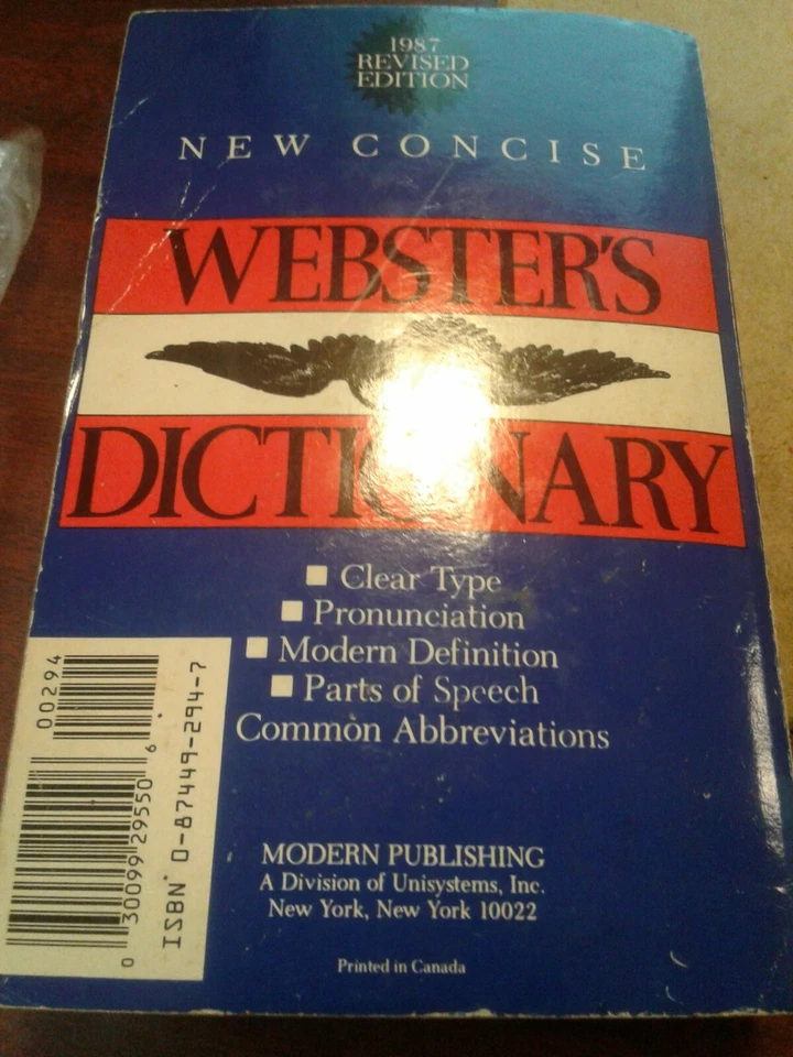 VINTAGE - New Concise Webster's Dictionary (paperback, 1987 Revised Edition) - Image 2 of 3
