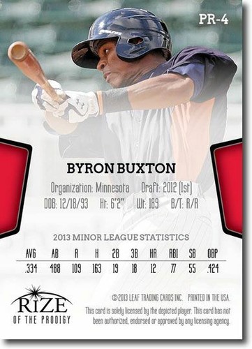 25-Ct Lot BYRON BUXTON 2013 Rize Rookie PRODIGY RCs - Picture 2 of 2