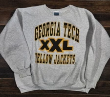 Vintage Mens XL Georgia Tech Yellow Jackets Sweatshirt Crewneck  Decotex 1990s