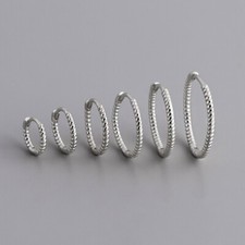 6/8/10/12/14/16mm Women s925 Sterling Silver Thin Rope Hoop Huggie Earring
