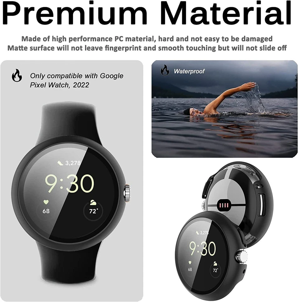 For Google Pixel Watch 1 & 2 Case Screen Protector Full Protective Cover - Image 3 of 4