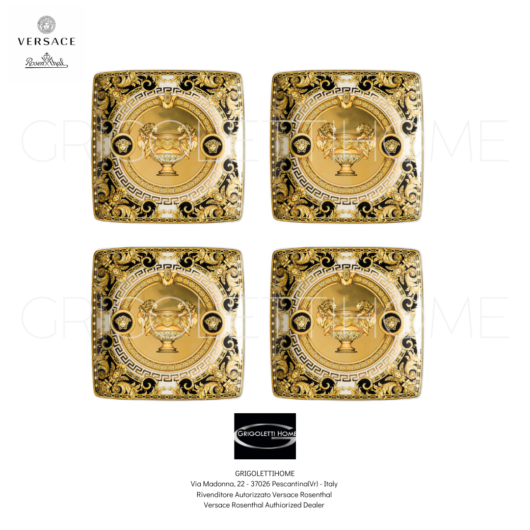 Versace Rosenthal - Prestige Gala - 4 Square Flat Bowls 12 Cm - Inch 4.72