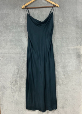 Zara Women's Emerald Green Cowl Neck Slip Satin Midi Dress Sleeveless Size  Small | eBay