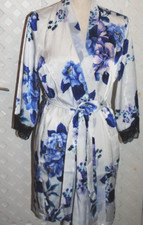 Linea Donatella Short Wrap Robe Blue Floral S...