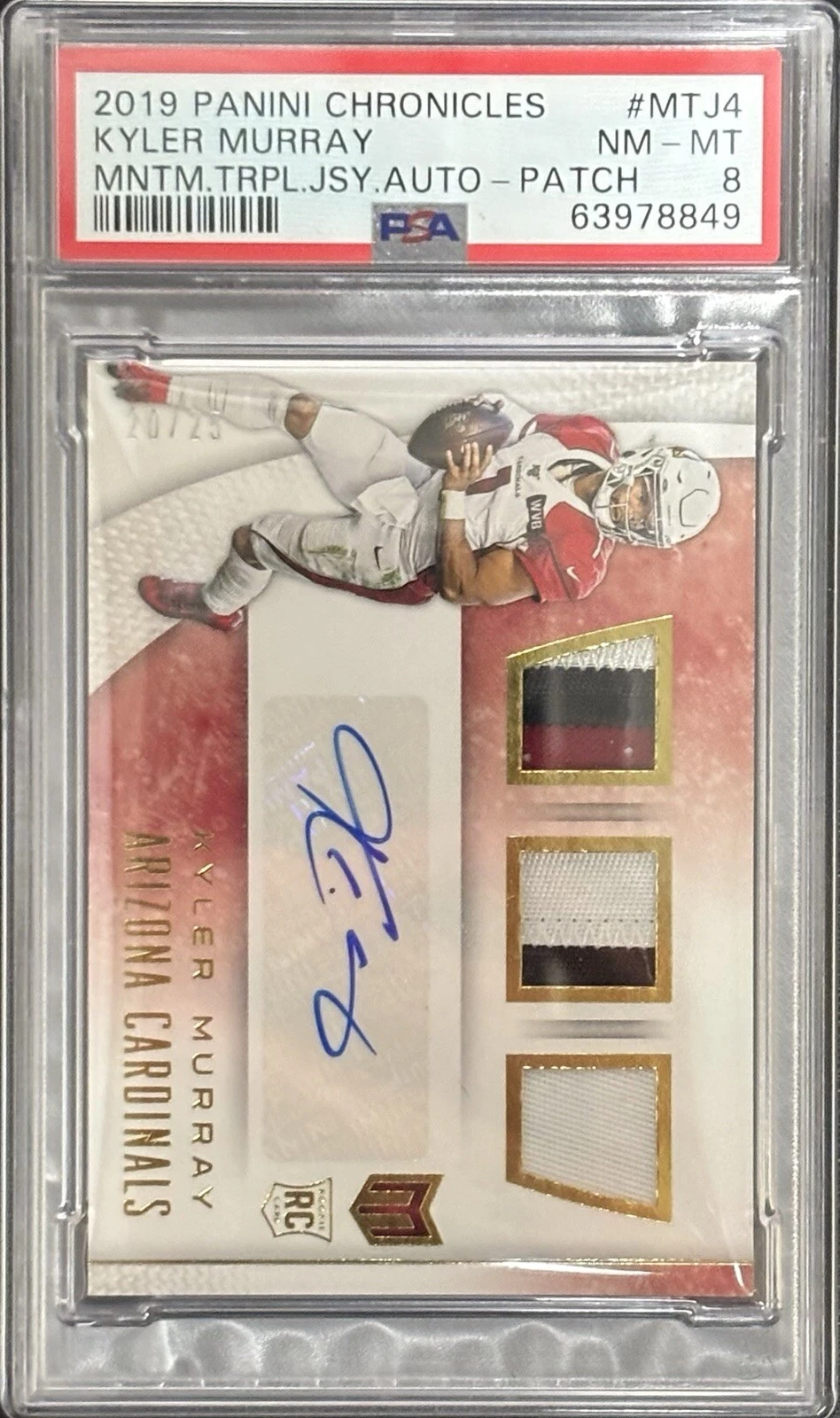 Kyler Murray Panini Chronicles Momentum Triple Jersey Autographs #MTJ4 Patch